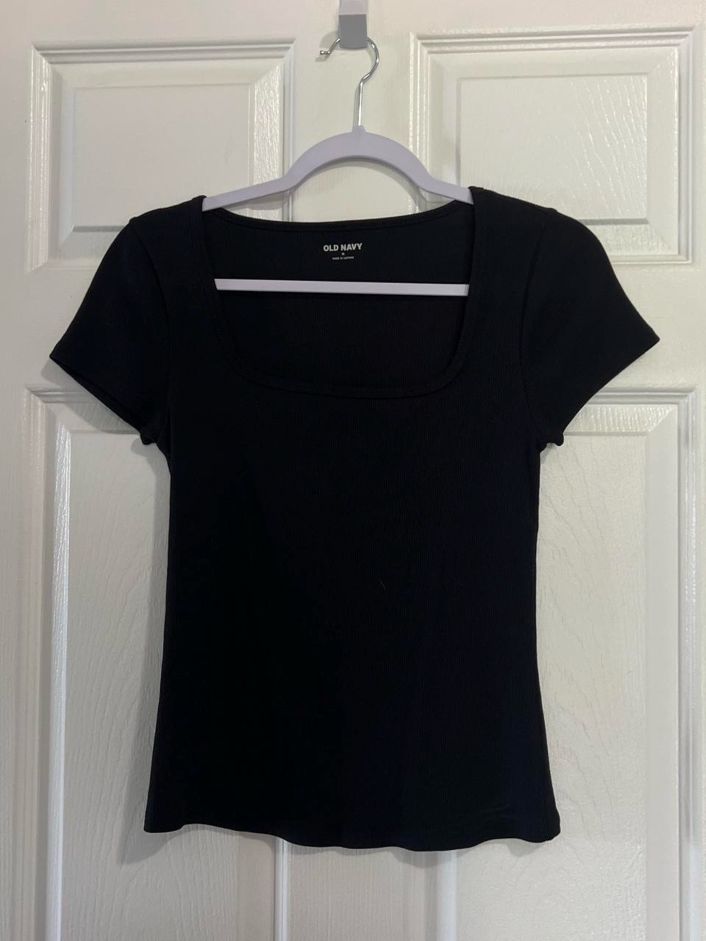 Old Navy ribbed black short sleeve square neck top